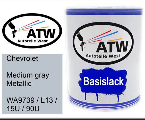 Chevrolet, Medium gray Metallic, WA9739 / L13 / 15U / 90U: 1L Lackdose, von ATW Autoteile West.
